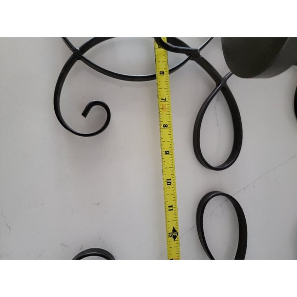 Black Metal Wall Sconce Candle Holder Wrought Iron Large 16" Farmhouse Pair of 2 - Picture 6 of 11